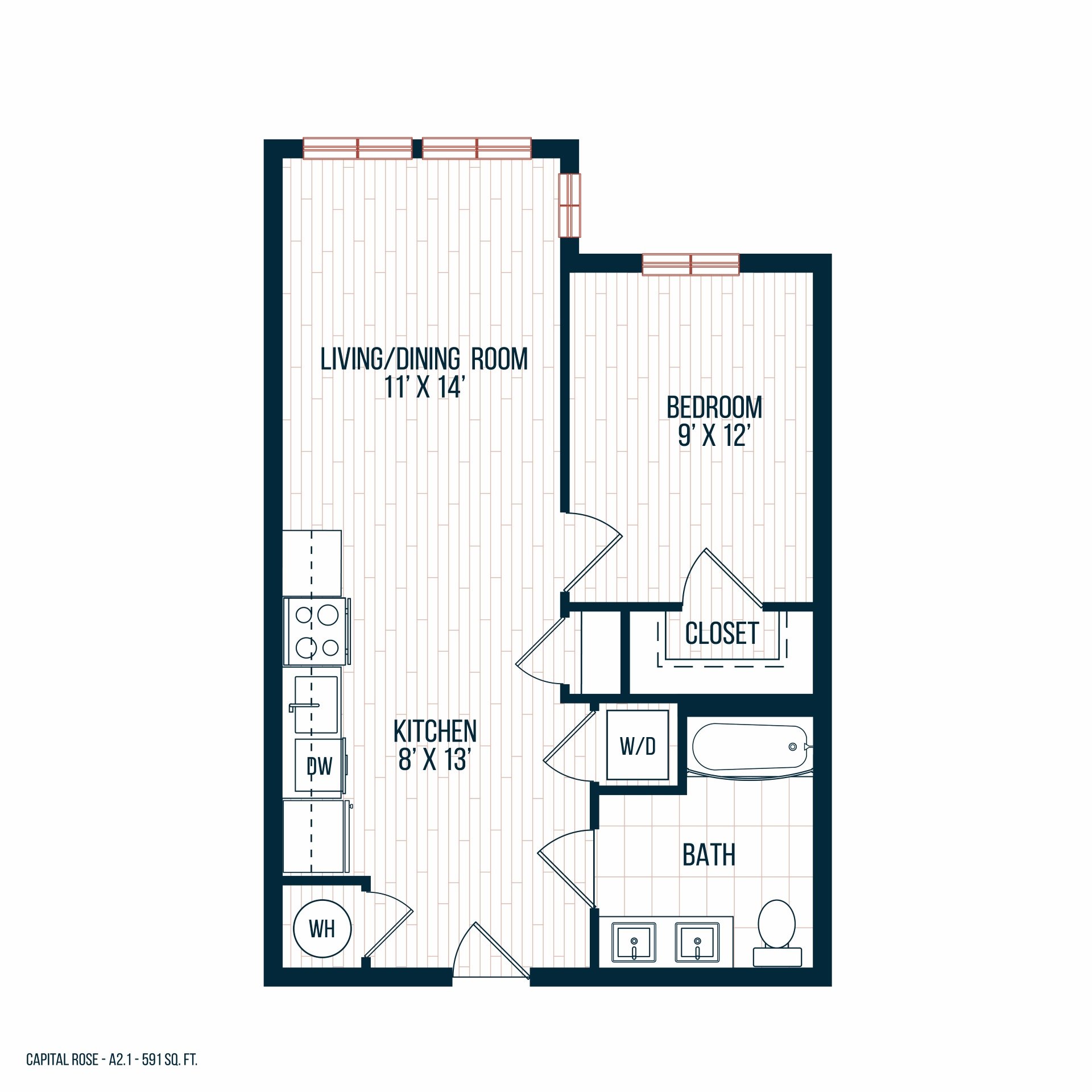 Capitol Rose Luxury Apartments in Washington, DC A2 A Floor Plan